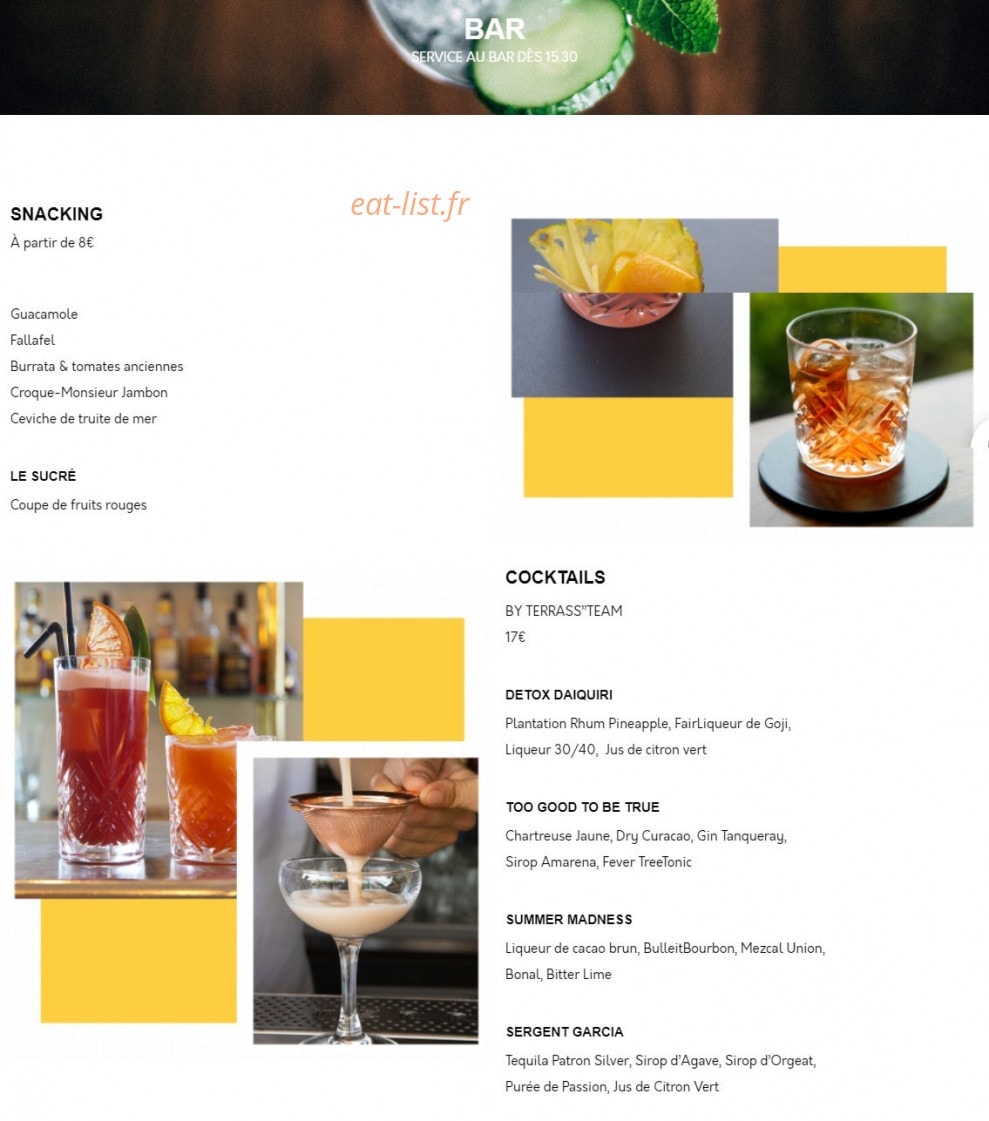 Terrass'' restaurant — carte page 20