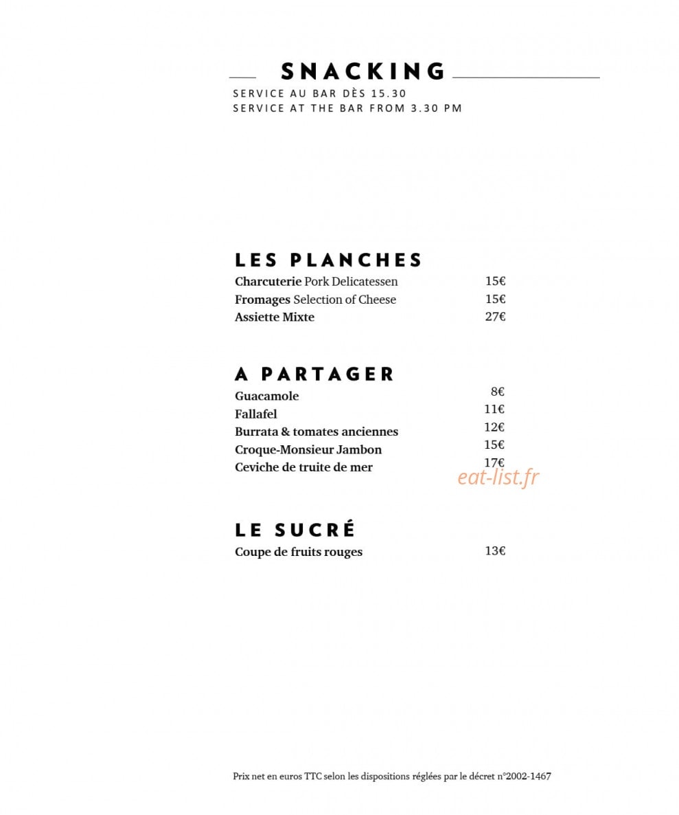 Terrass'' restaurant — carte page 1