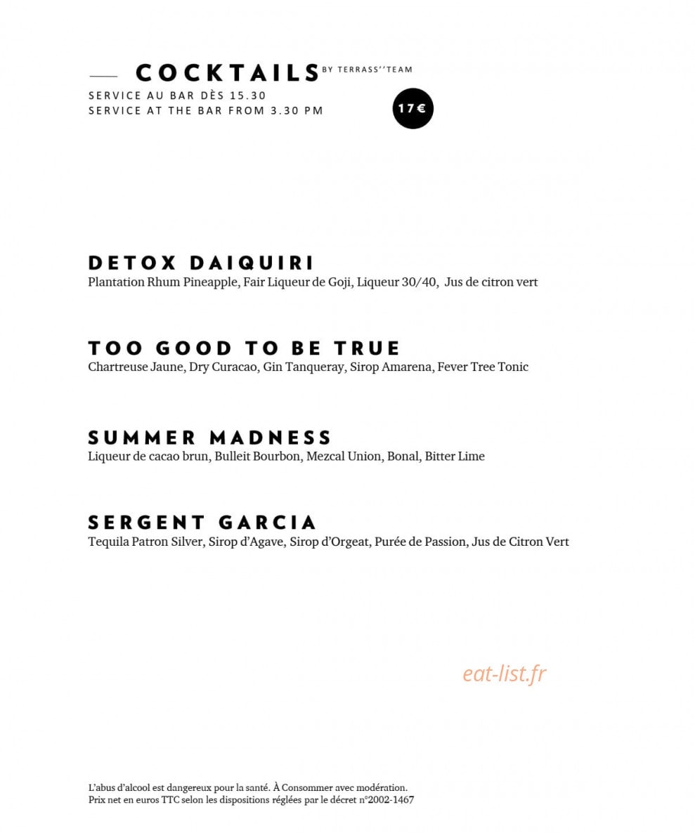 Terrass'' restaurant — carte page 2