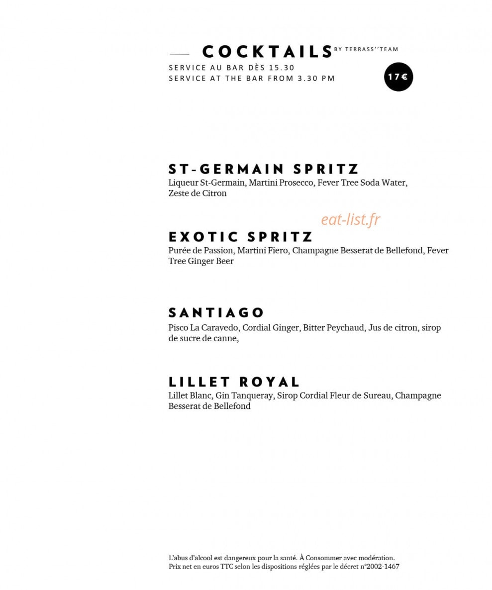 Terrass'' restaurant — carte page 3