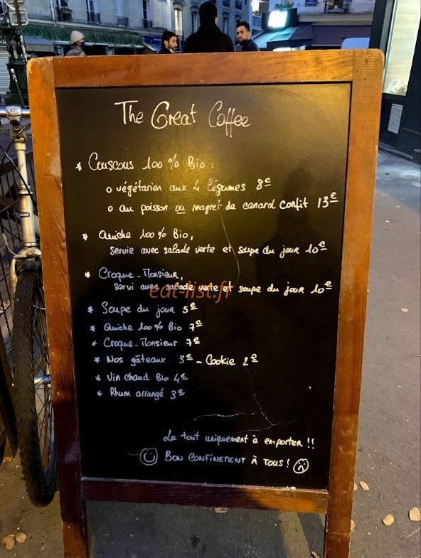 The Great Coffee — carte page 1