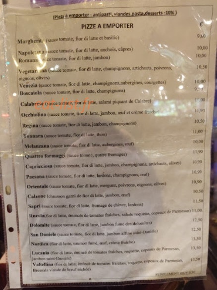 Trattoria Di Sapri — carte page 1