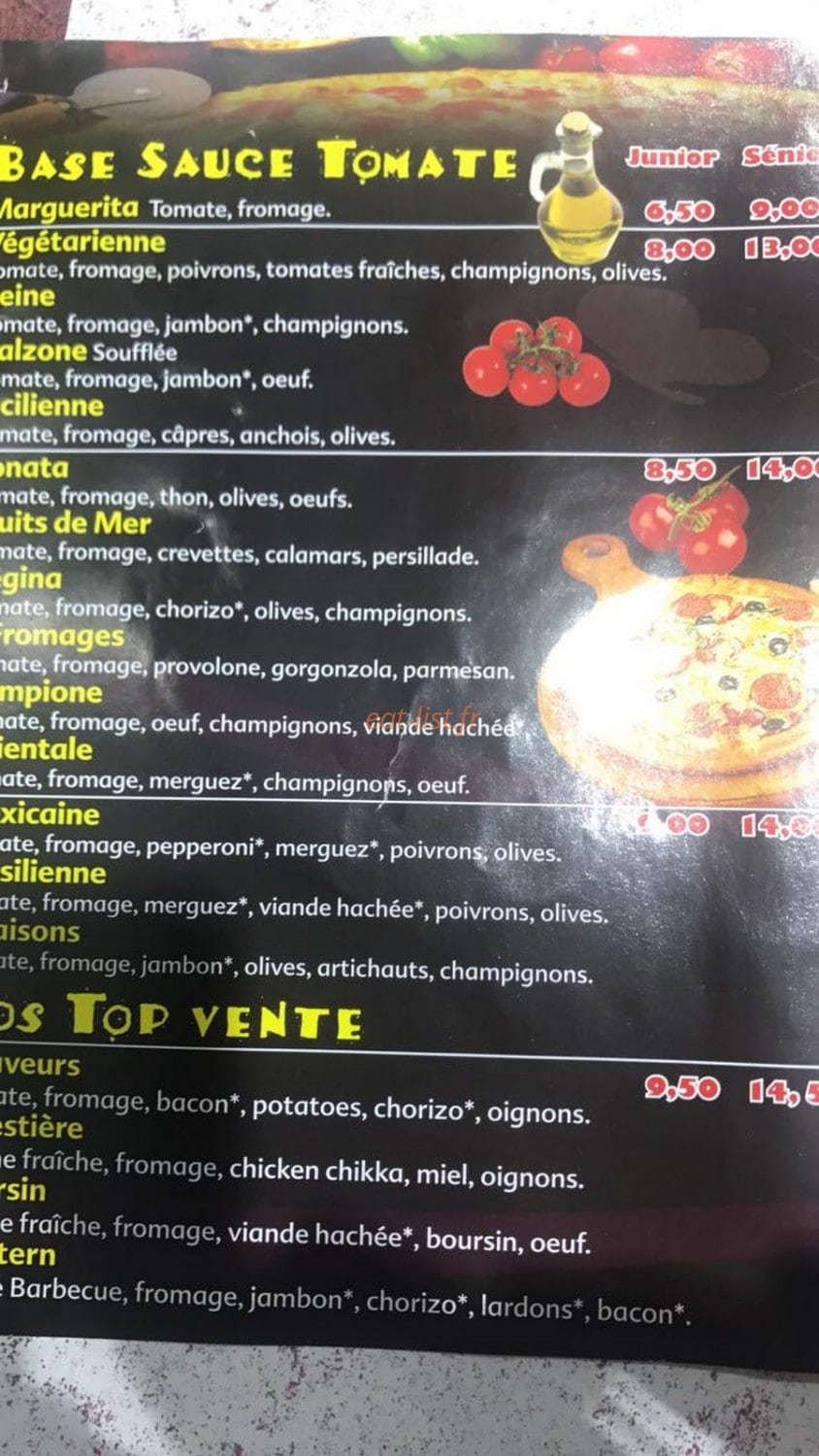 VIP Food — carte page 1