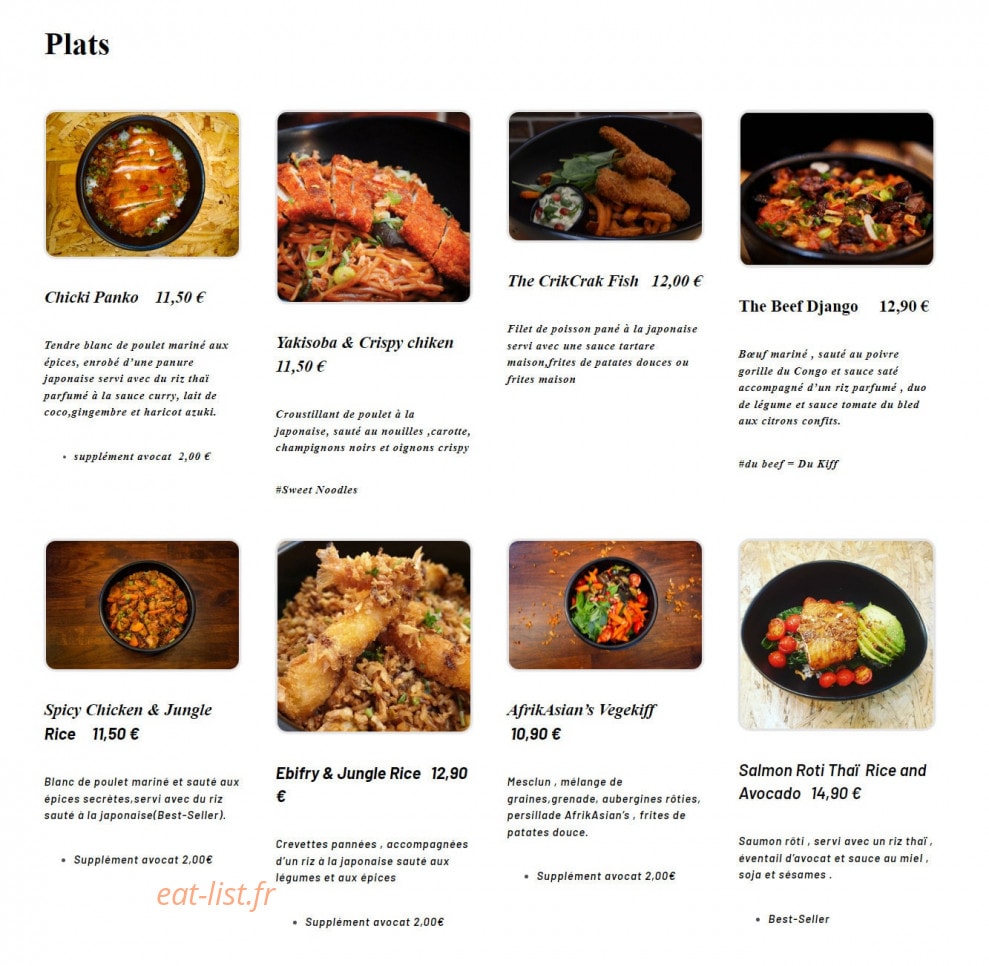 Afrik Asian Soul — carte page 1