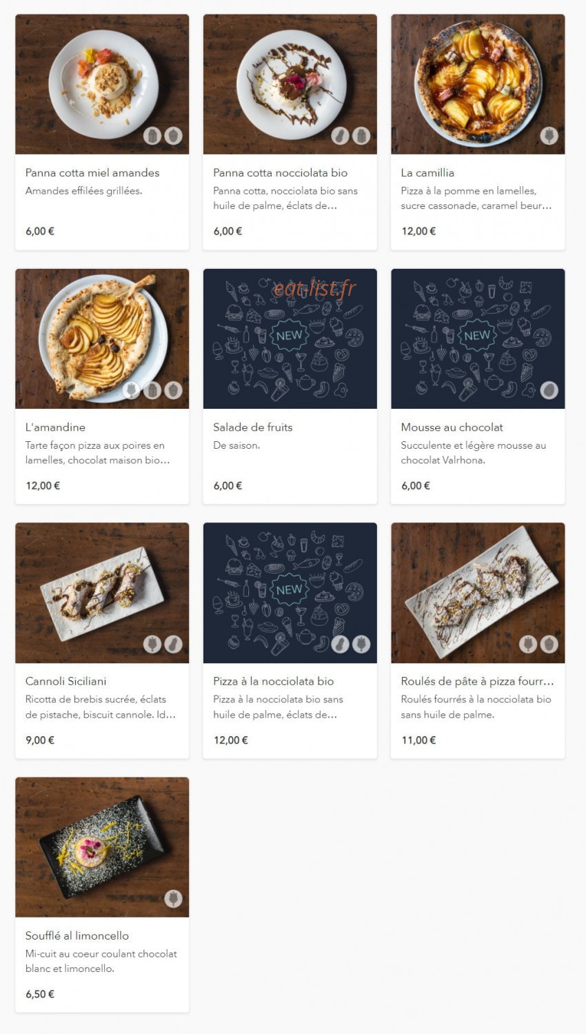 Alice Pizza — carte page 8