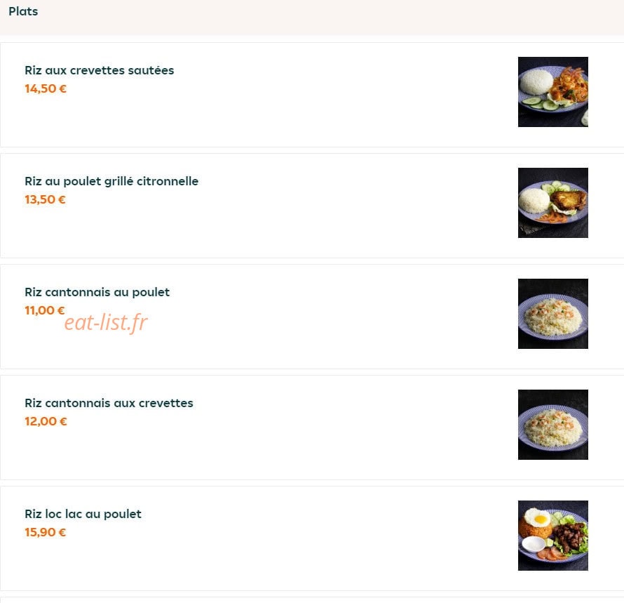 Asian Gourmet — carte page 3