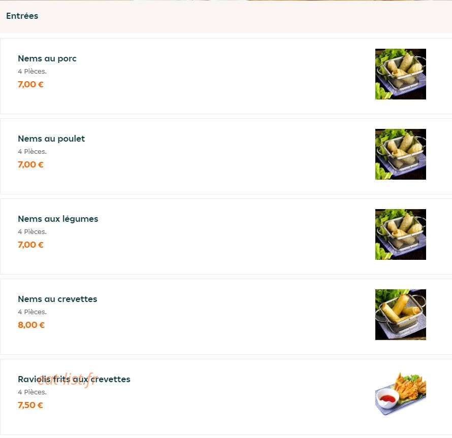 Asian Gourmet — carte page 1