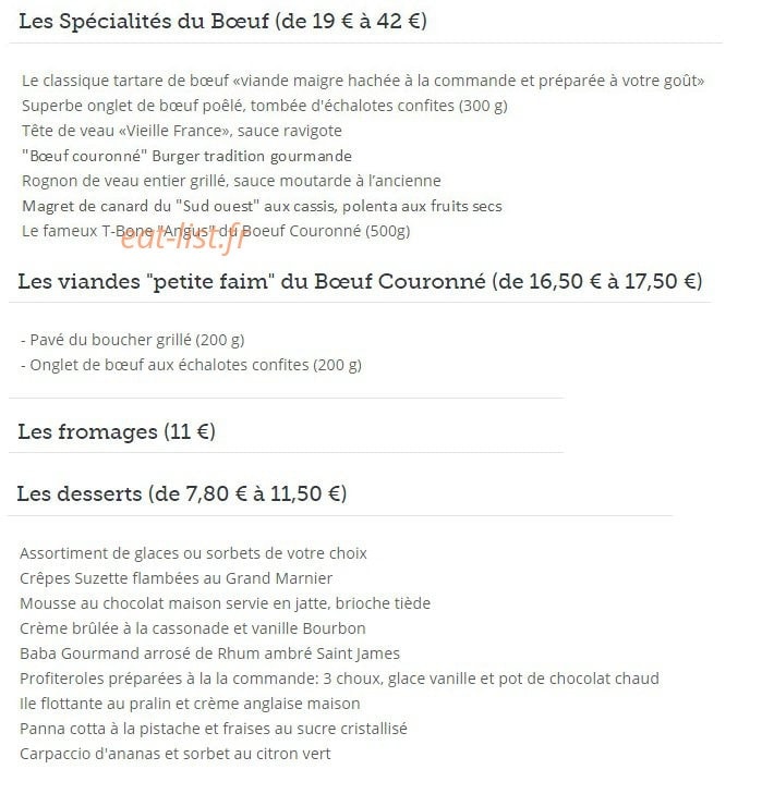 Au Boeuf Couronné — carte page 3