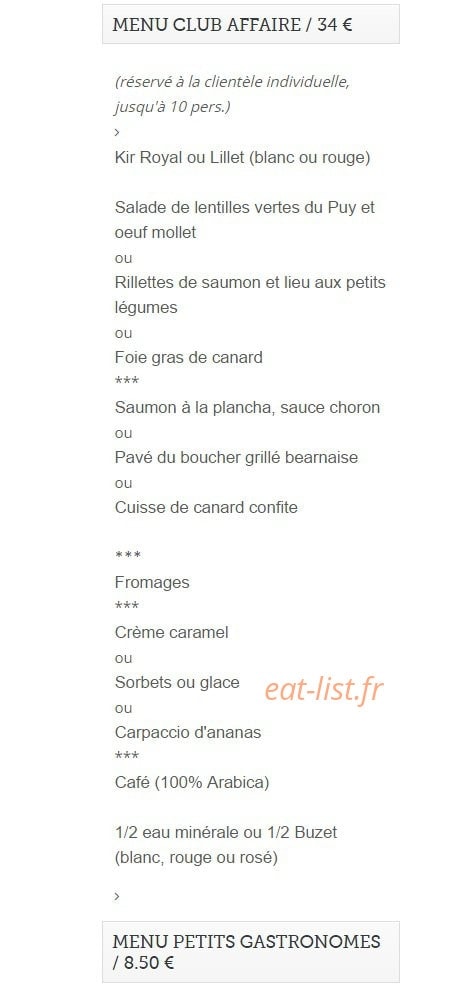 Au Boeuf Couronné — carte page 1