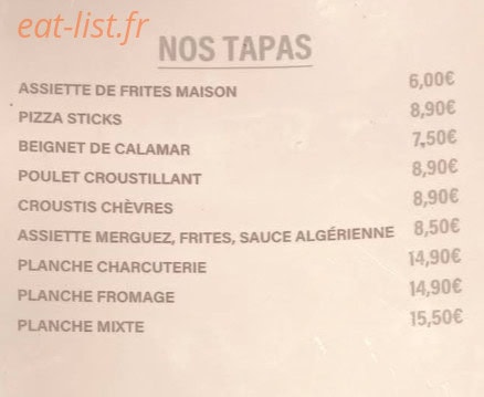 Au Bon Vivant — carte page 1