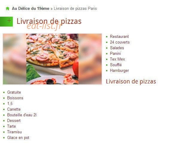 Au Délice du 19ème — carte page 2