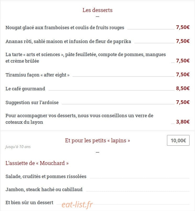 Aux Arts et Sciences Réunis — carte page 2