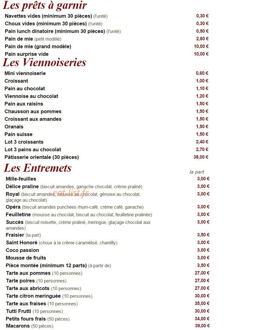 Aux Délices de Maxime — carte page 2