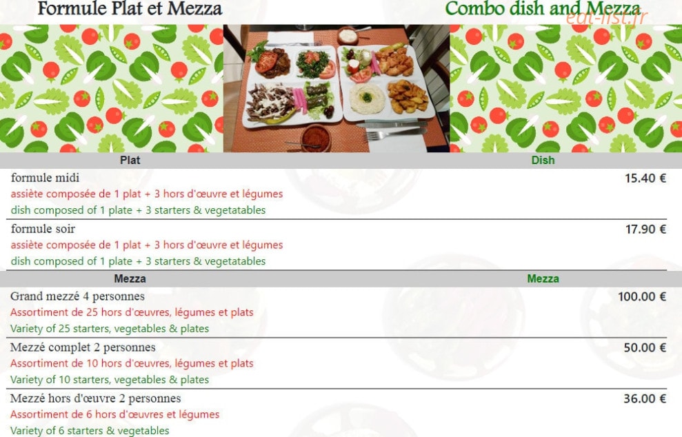 Aux Saveurs du Liban — carte page 7