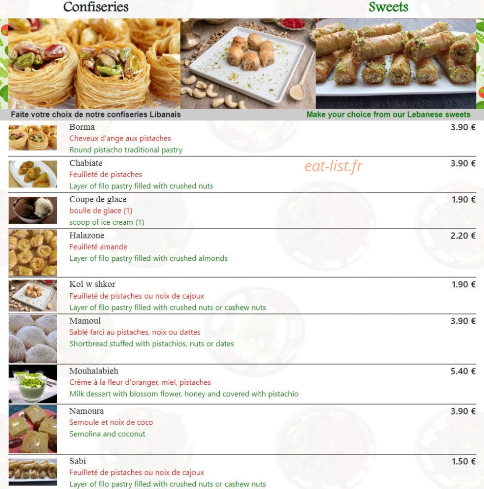 Aux Saveurs du Liban — carte page 6