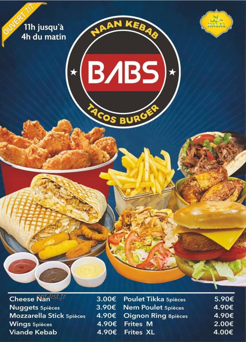 Babs kebab — carte page 1