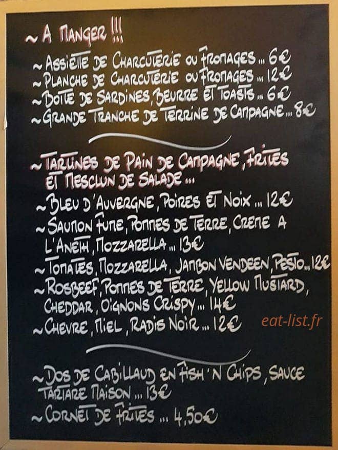 Bar Ourcq — carte page 1