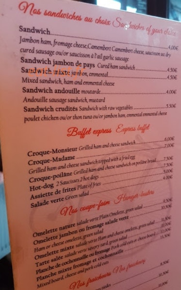 Biclowne Café — carte page 1
