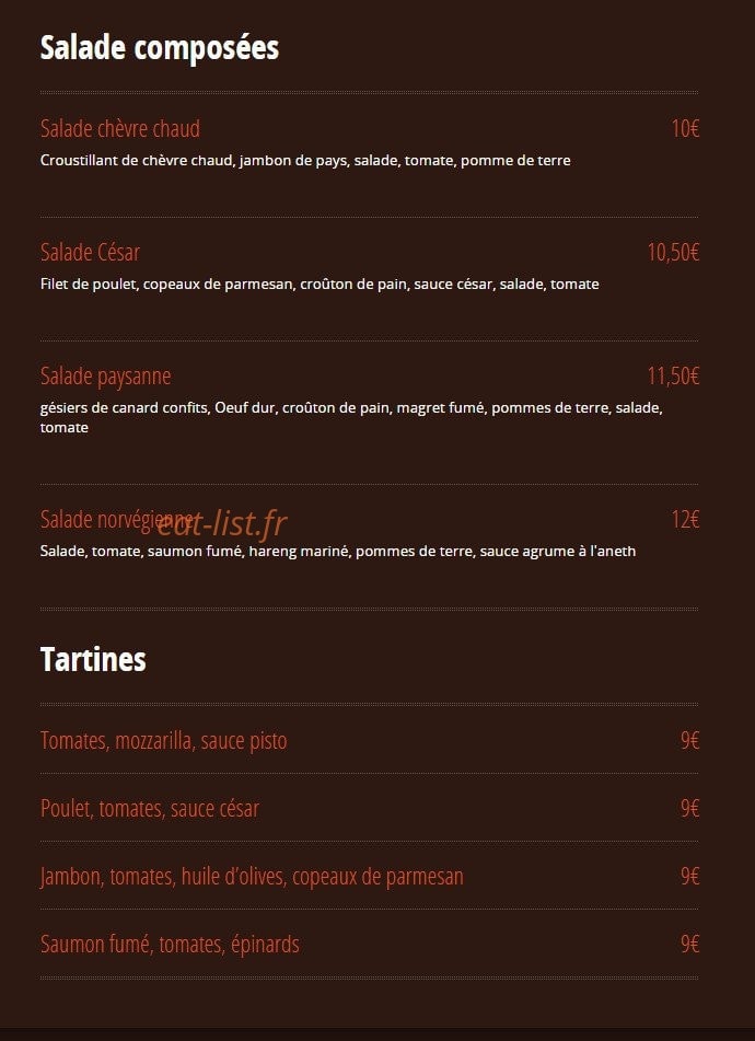Bistro Les frangins — carte page 2