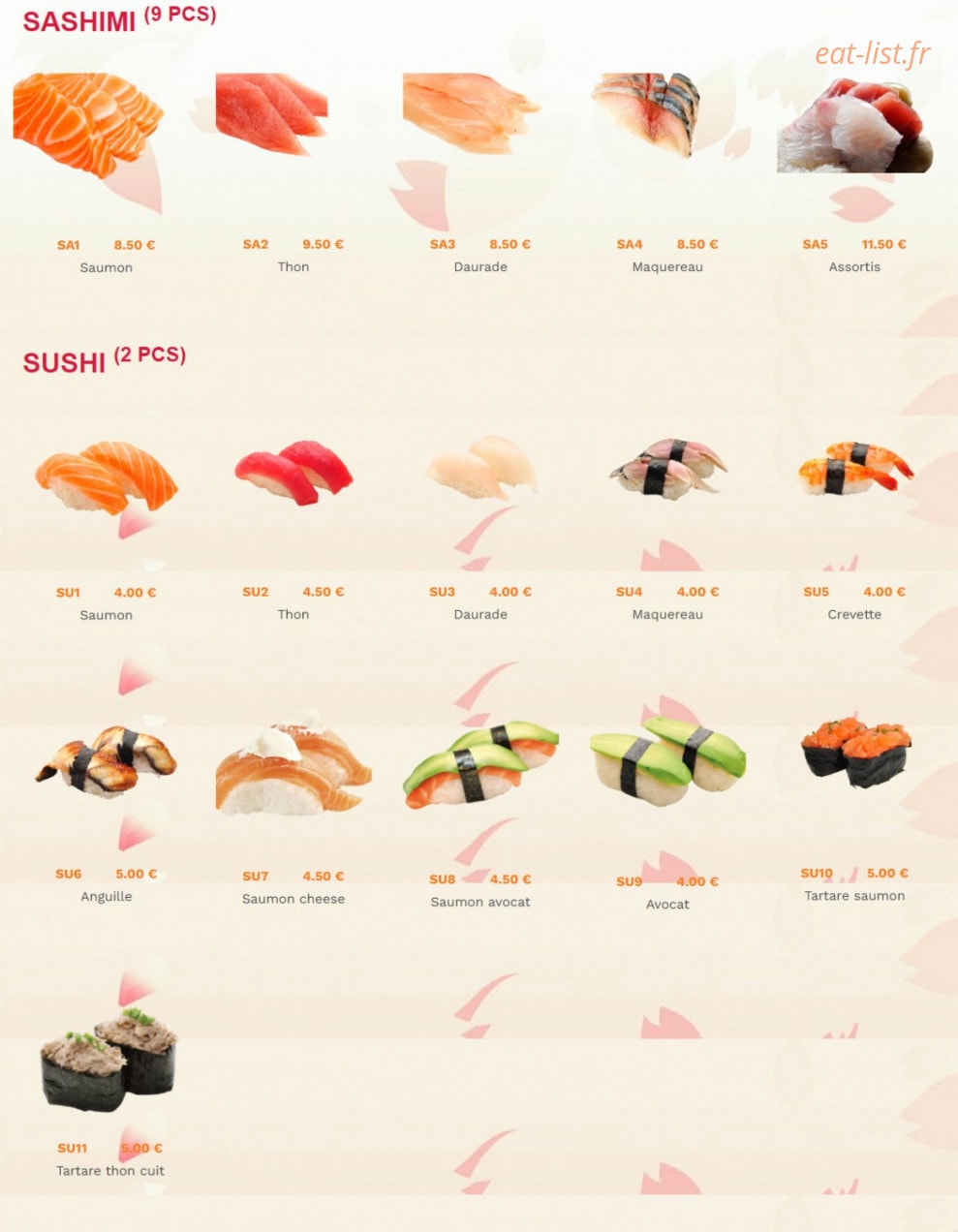 Bo sushi — carte page 2