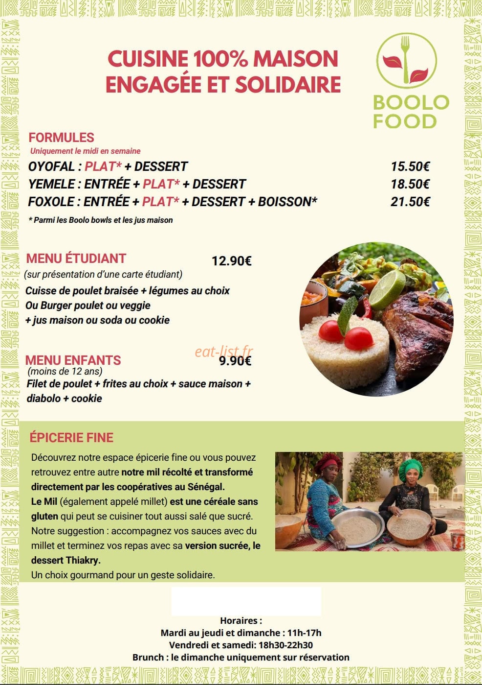 Boolofood — carte page 3
