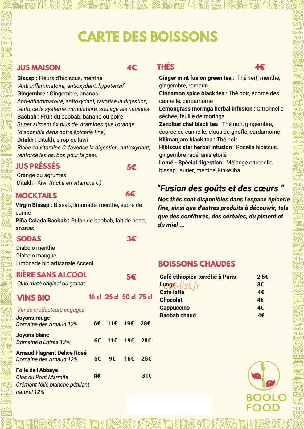 Boolofood — carte page 4