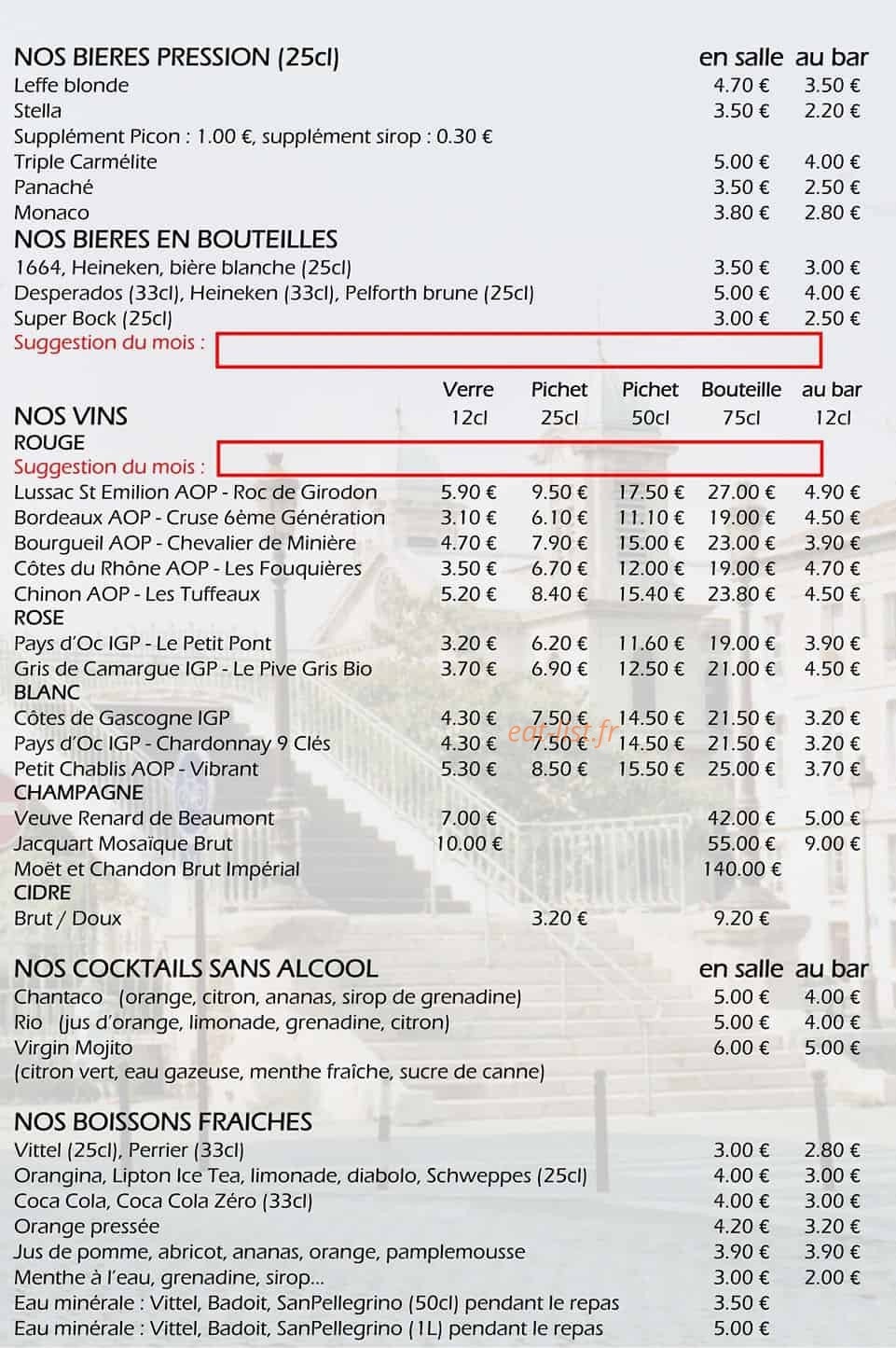 Brasserie Fenix — carte page 4
