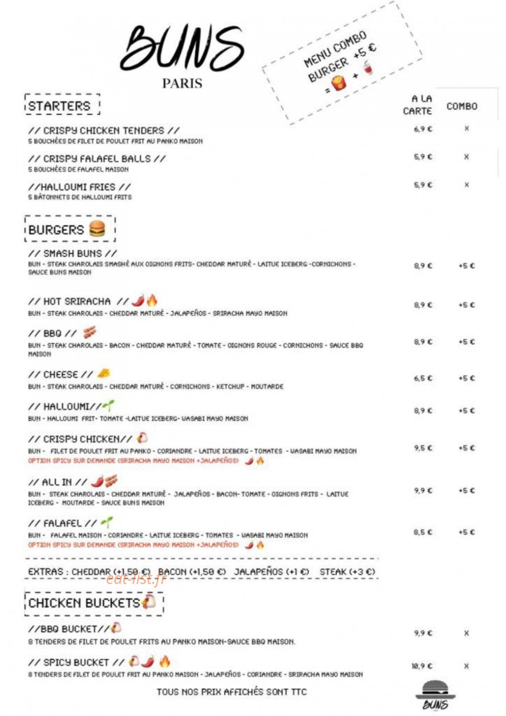 Buns — carte page 1