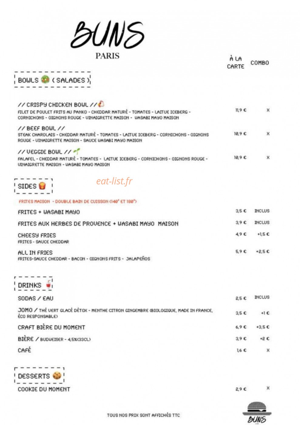 Buns — carte page 2