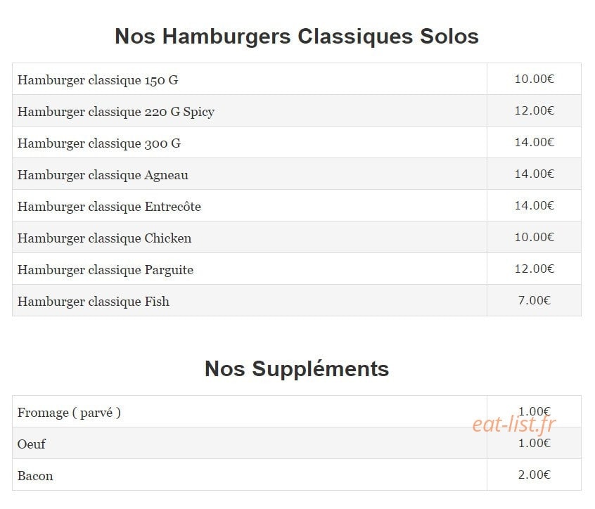 Burger's Bar Manin — carte page 2