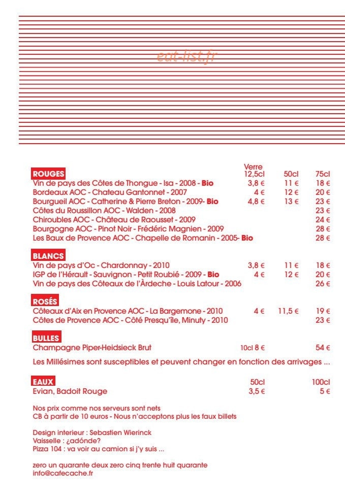 Café Caché — carte page 3