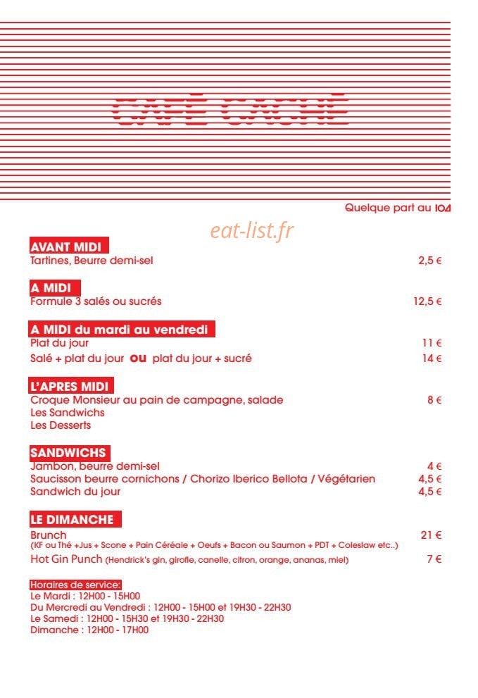 Café Caché — carte page 2