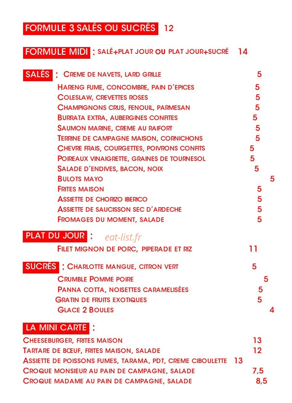 Café Caché — carte page 1