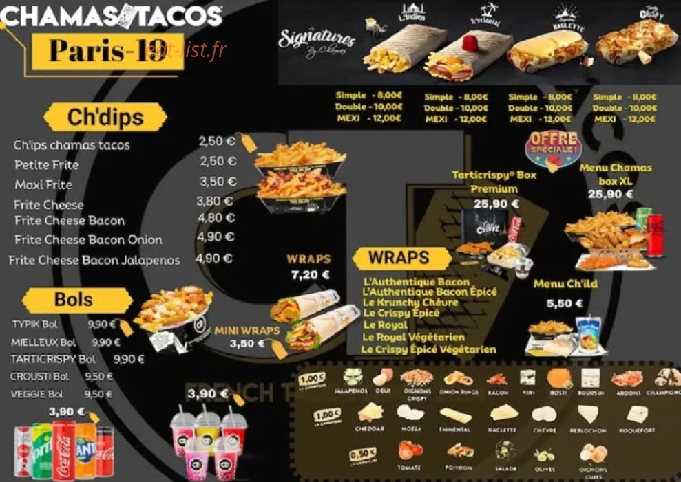Chamas Tacos — carte page 1