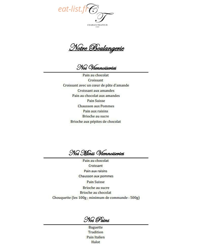 Charles Traiteur — carte page 8