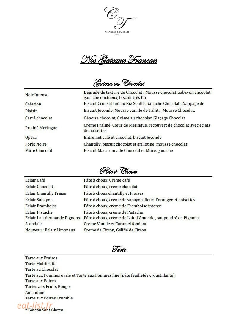 Charles Traiteur — carte page 4