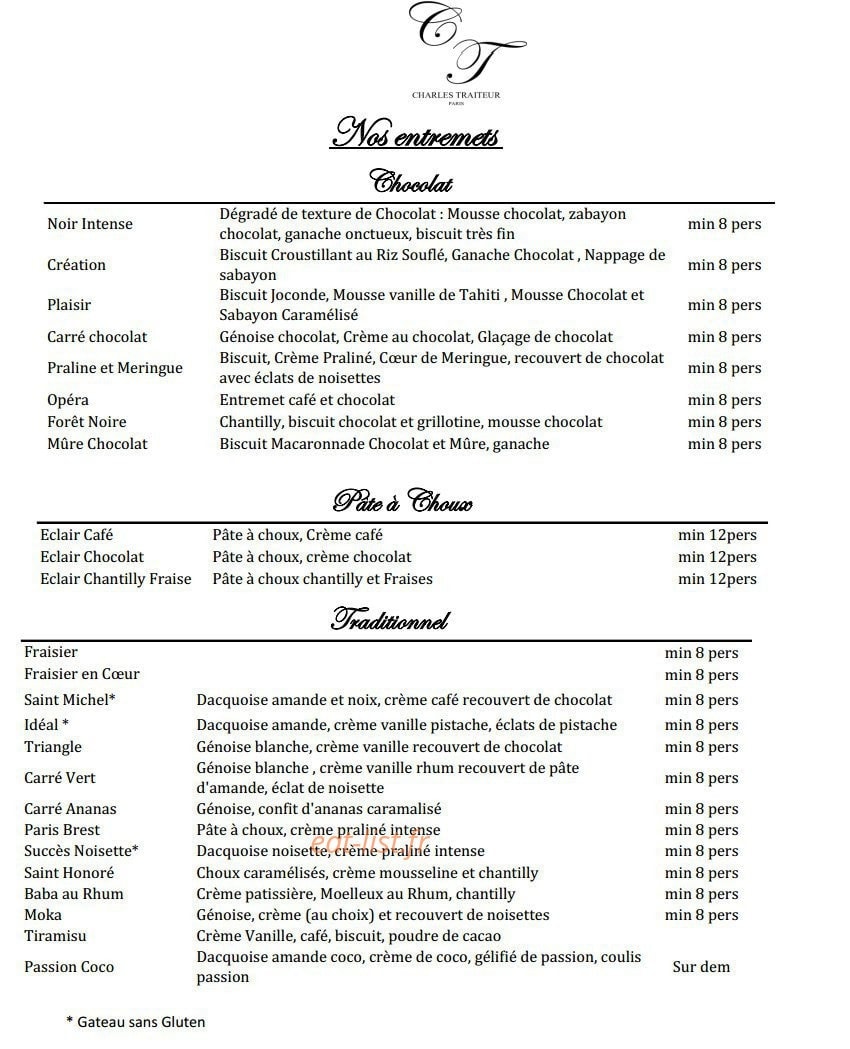 Charles Traiteur — carte page 2
