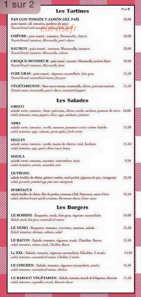 Chez Arnaud — carte page 2