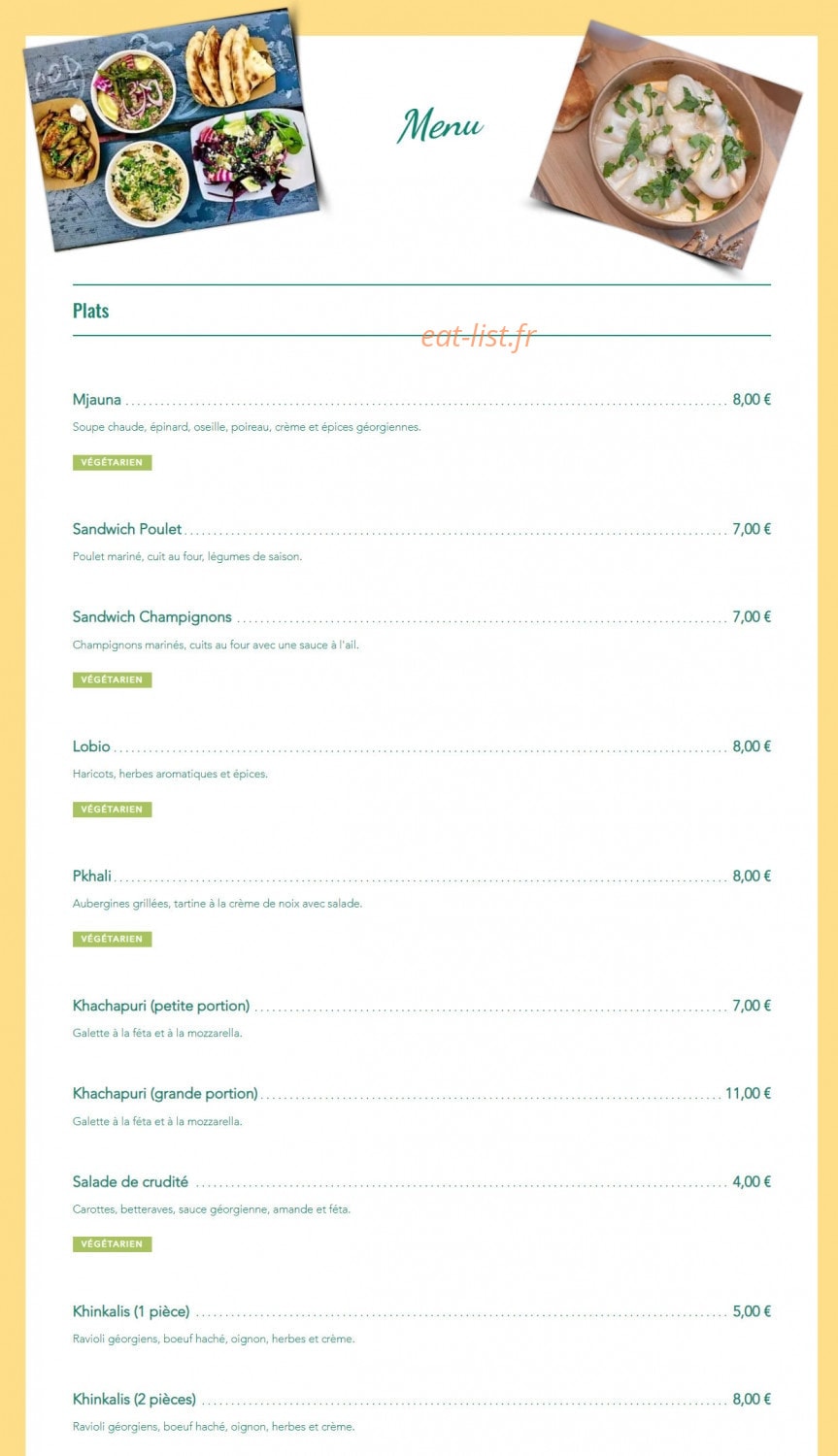 Chez Magda — carte page 1