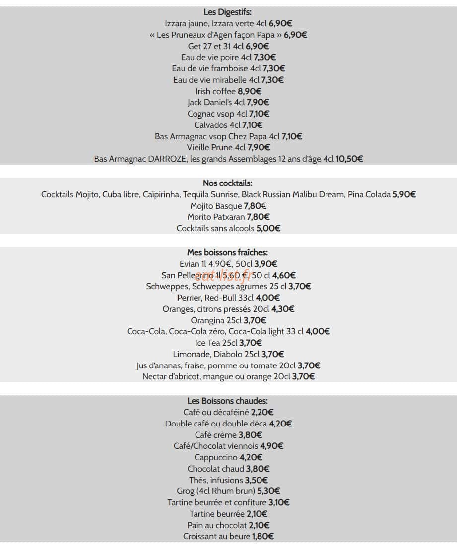Chez Papa — carte page 7