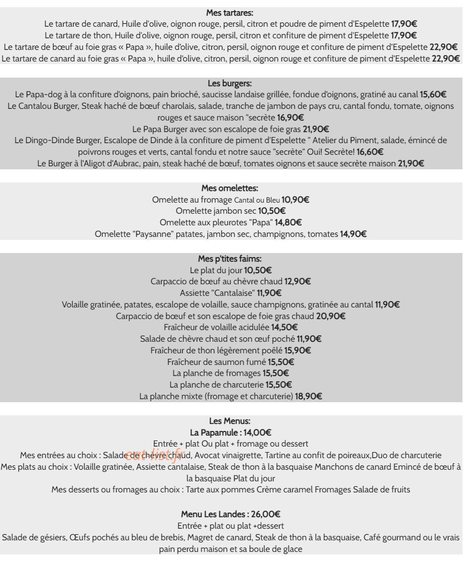 Chez Papa — carte page 3
