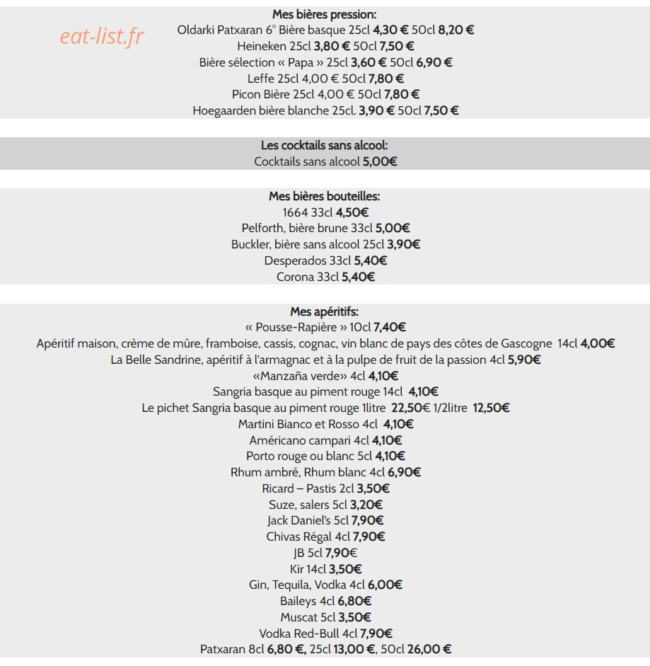 Chez Papa — carte page 6