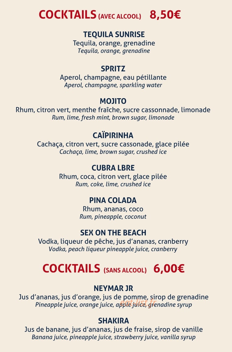 Chez Prada — carte page 5