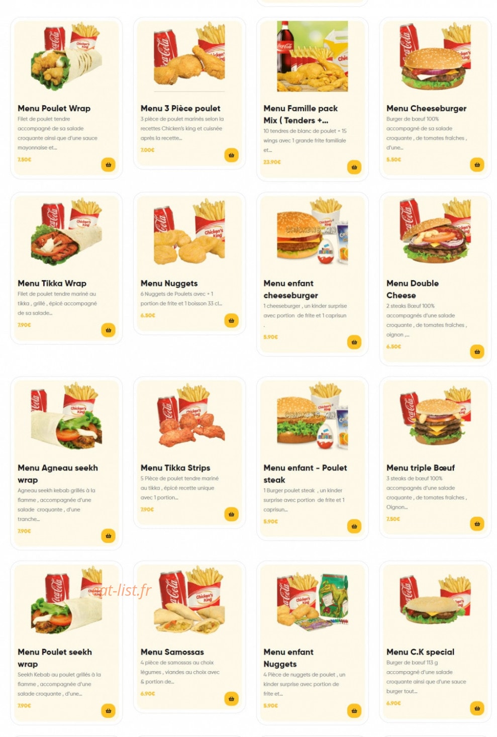 Chicken's king — carte page 3