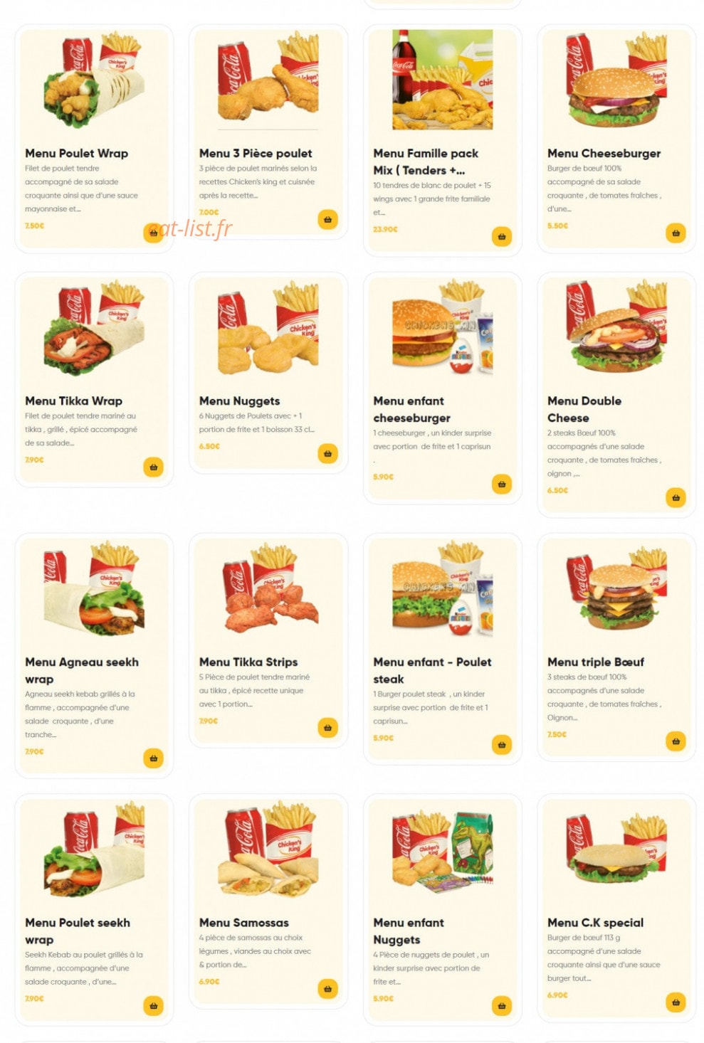 Chicken's king — carte page 3