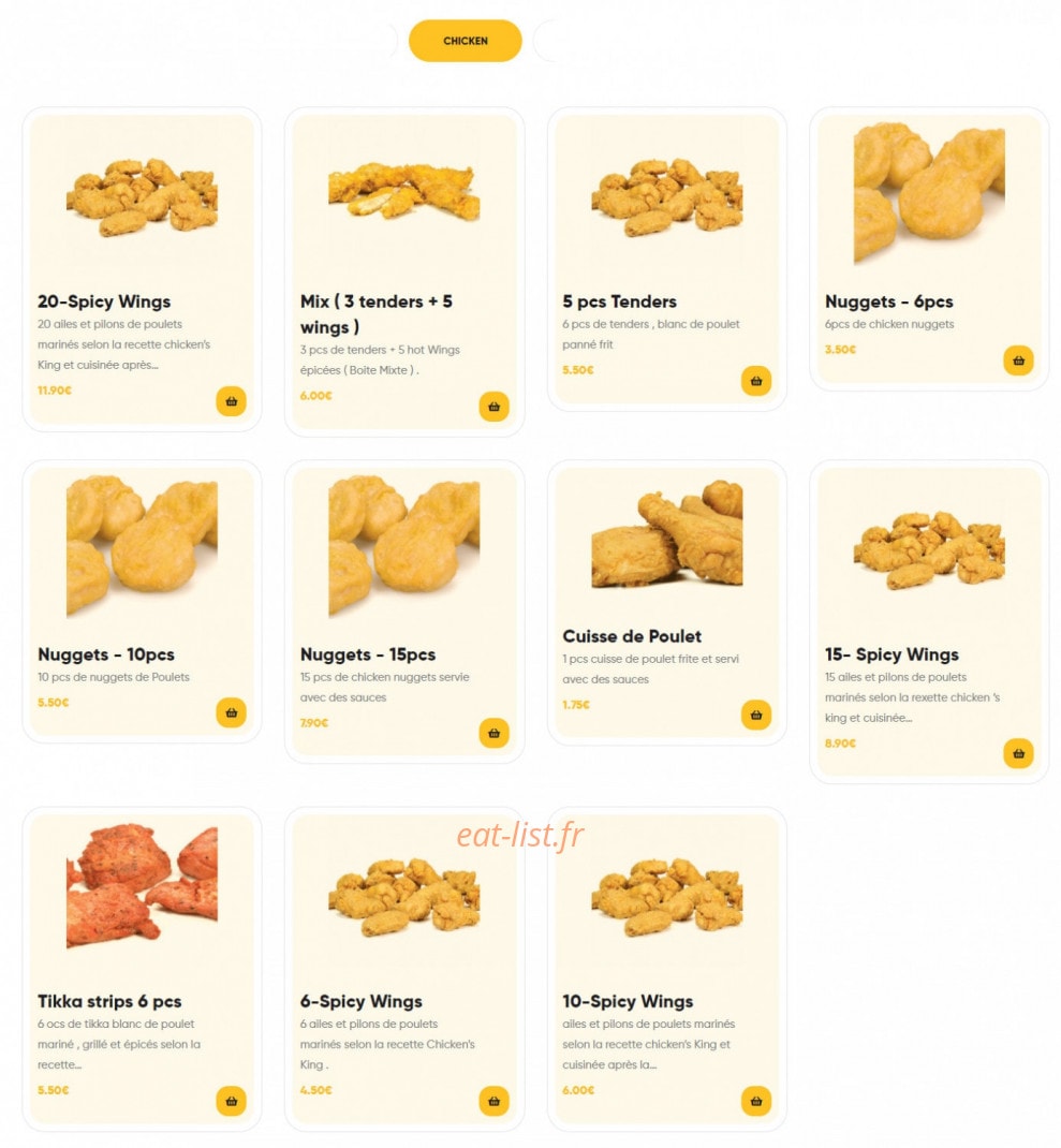 Chicken's king — carte page 7