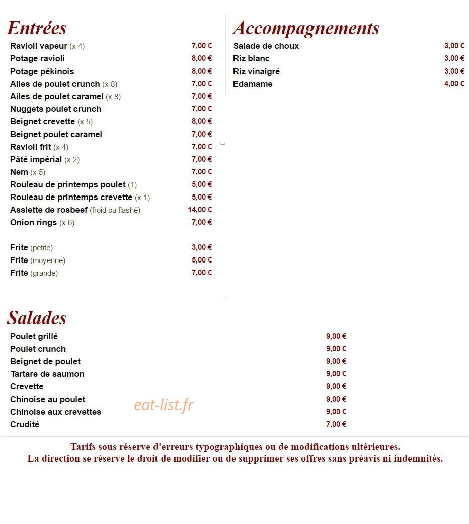 Cosy fresh — carte page 1