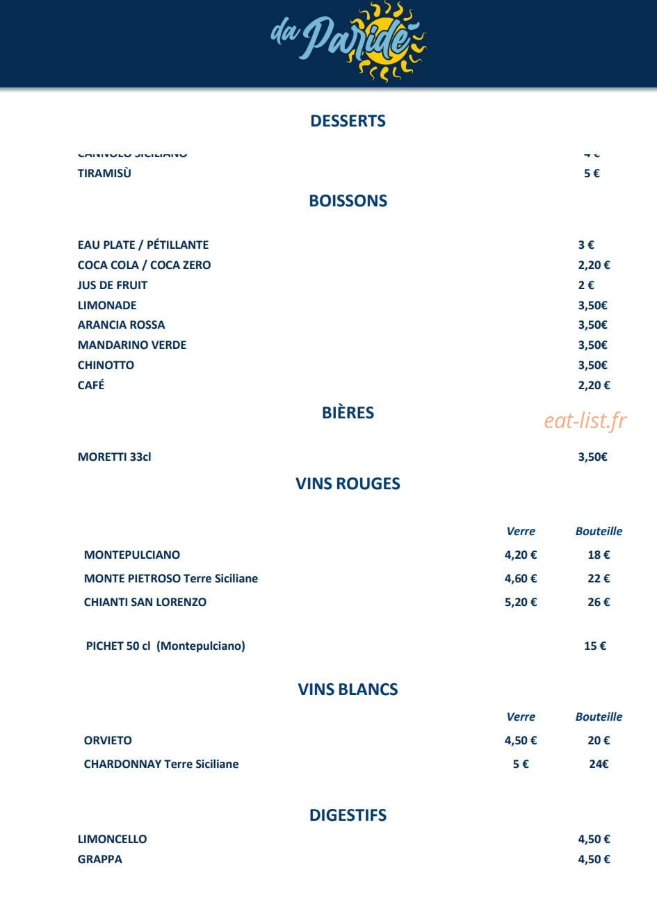 Da Paride — carte page 3