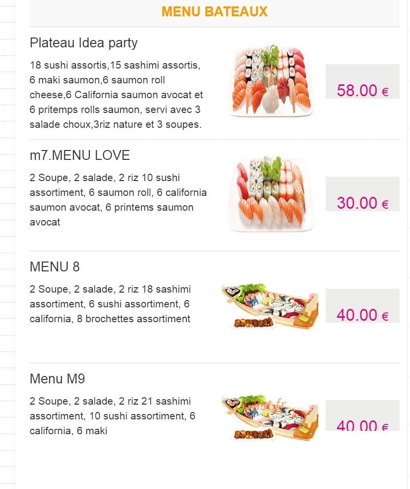 Idea sushi — carte page 27