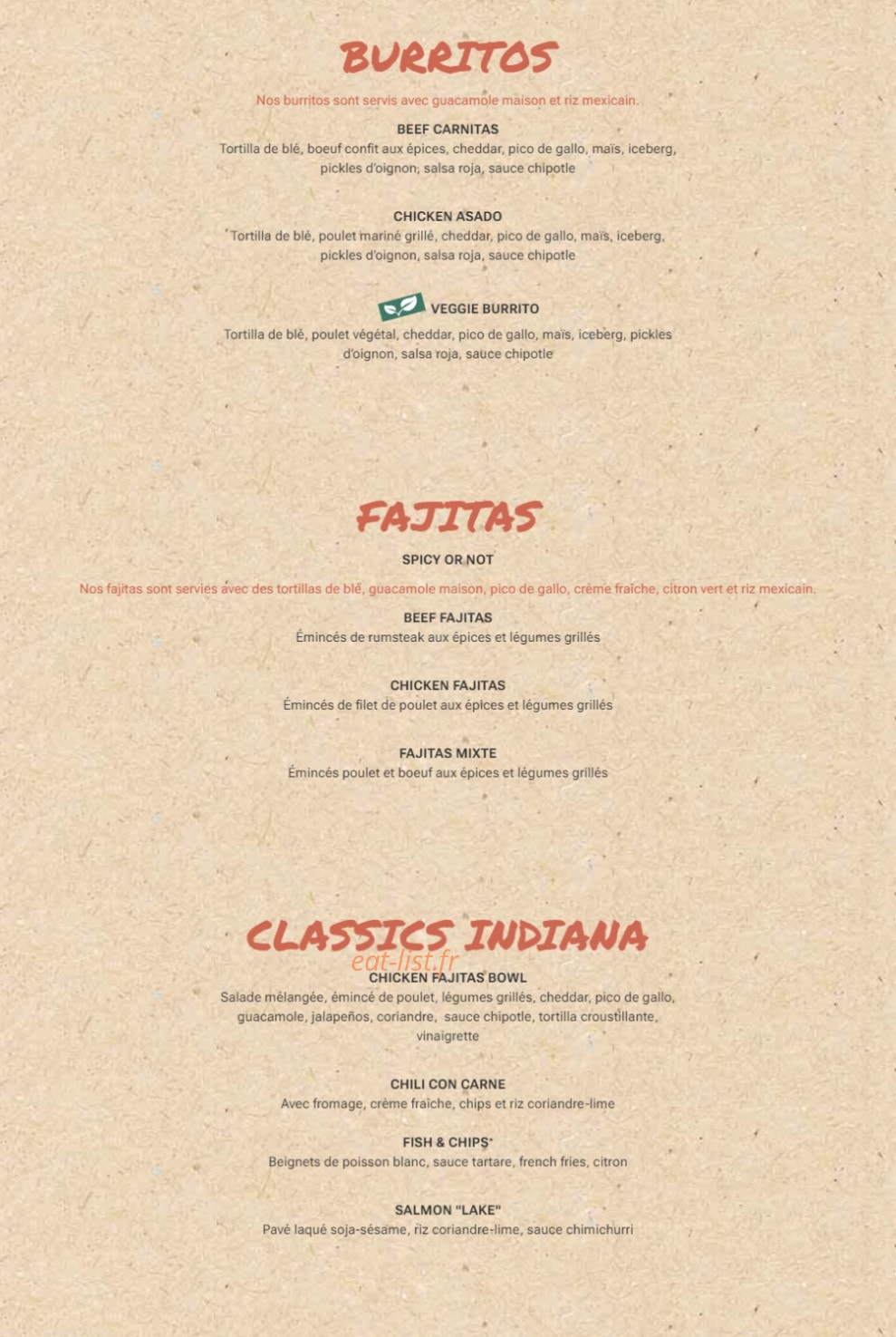 Indiana Café — carte page 3